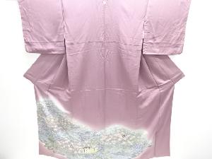 家屋に橋・草花模様一つ紋色留袖